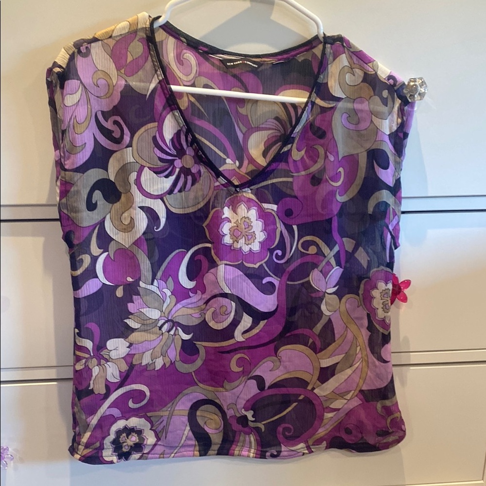 New York & Company Purple Sleeveless  Blouse